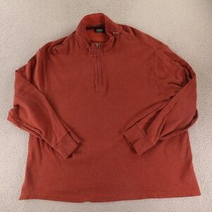 Chaps Sweater Mens 4XB Orange Red Heather 100% Cotton 1/4 Zip Mock Neck